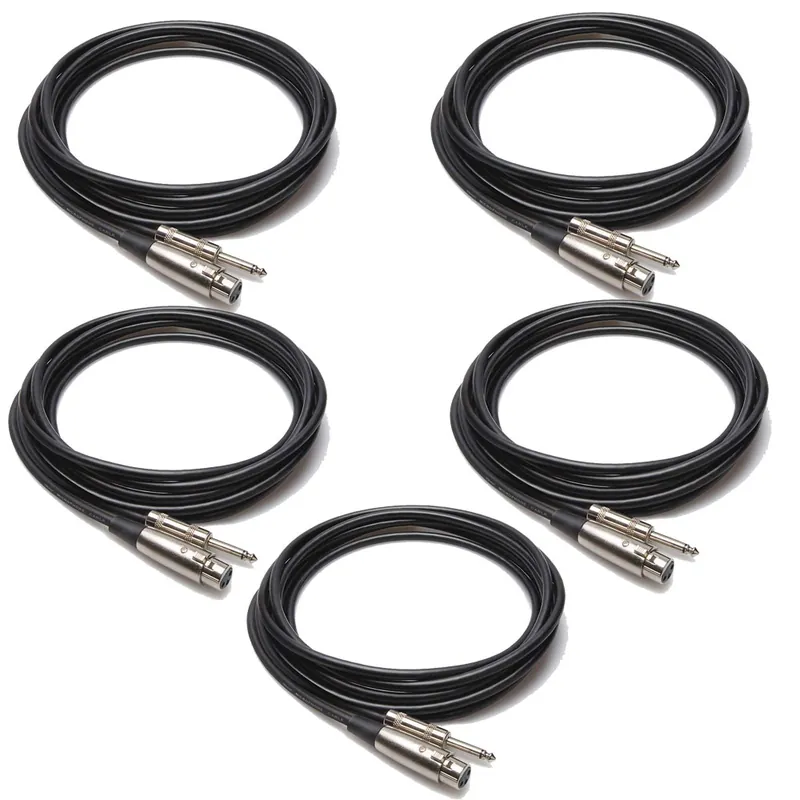 Discount Hosa MCH-110 XLR3F to 1/4 in TS Microphone Cable, 10ft, 5-Pack