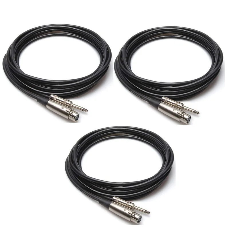 Hosa MCH-125 XLR3F to 1/4 in TS Microphone Cable, 25ft, 3-Pack Viral