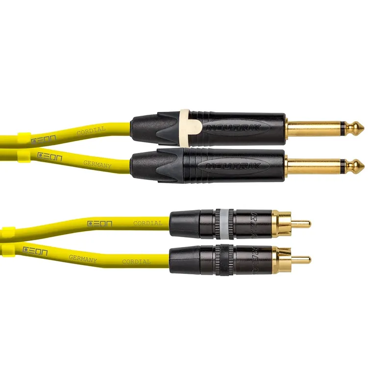Cordial Cables CCU 1.5 CP-YE CEON RCA - 1/4TS Dual-mono audio / DJ Cable, 5ft, Neon Yellow Viral