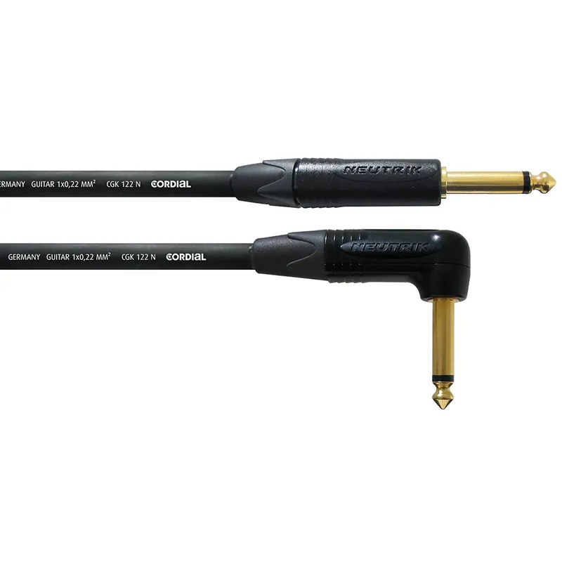 Cordial Cables CSI 3 PR-GOLD Encore 1/4TS - 1/4TS Right-Angle Instrument Cable, 10ft, Black Trusted Brand