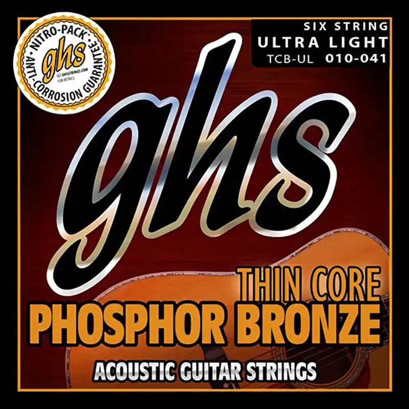 Flash Sale GHS TCB-UL Thin Core Phosphor Bronze Acoustic Guitar Strings, Ultra Light, (10-41)
