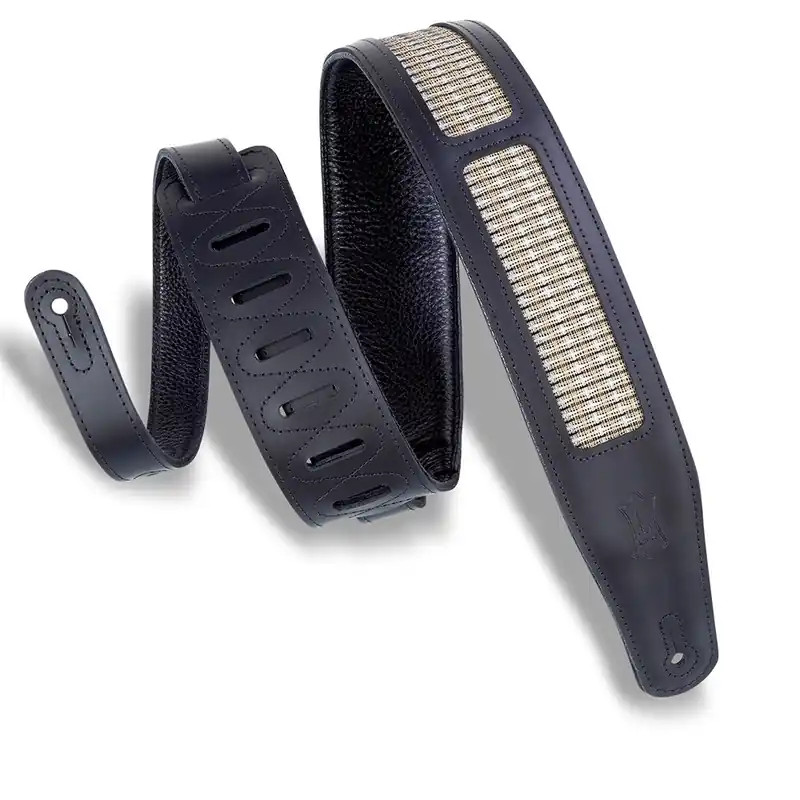 While Supplies Last Levy's Leathers MCG26A-BLK-CHA Deluxe Series Amped Grill Cloth Guitar Strap