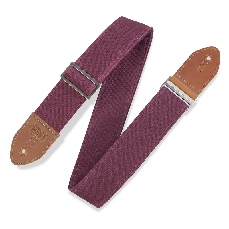 Levy's Leathers M7WC-BRG Textures Series Traveler Waxed Canvas Guitar Strap, Burgandy Reduced Price