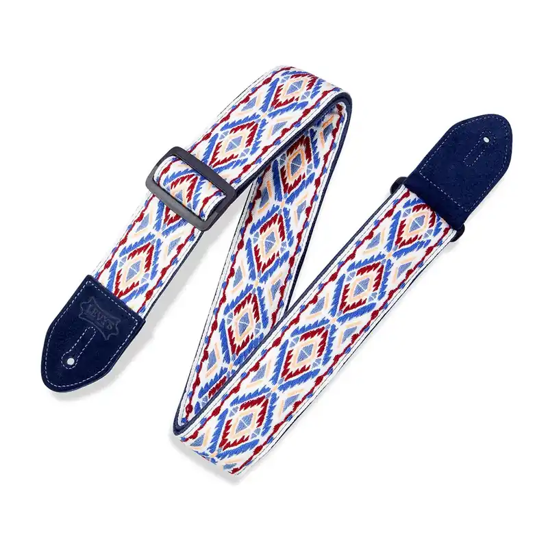 No Minimum Order Levy's Leathers MC8JQ-002 Print Series Navajo Guitar Strap, Blue & Red