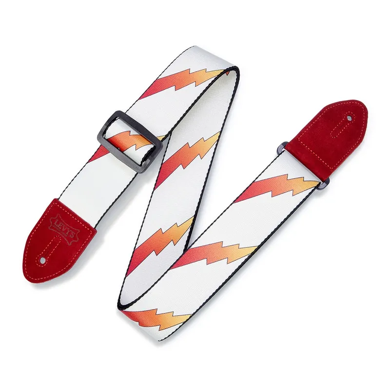 Original Levy's Leathers MPRB2-001 Print Series Rainbolt Guitar Strap, Red & White