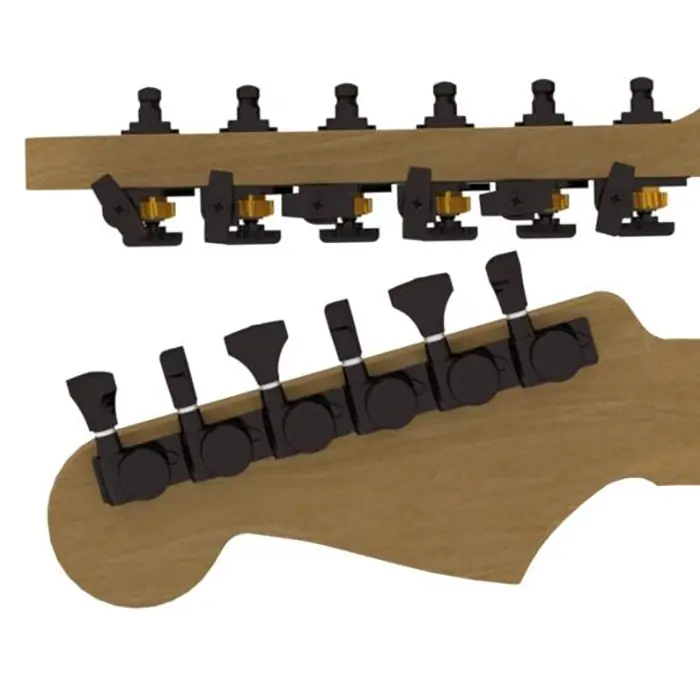 Bulk Order Hipshot 6K1GL0B Guitar Tuner Upgrade Kit (6 In-Line), Bass Side, Non Staggered, Black