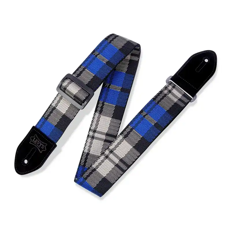 Levy's MC8VIN-009 Print Series Cobalt Plaid Poly Guitar Strap Limited Offer