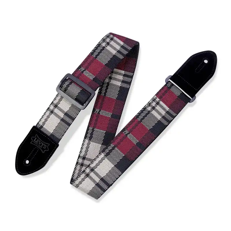 Don’t Miss Out Levy's MC8VIN-010 Print Series Garnet Plaid Poly Guitar Strap