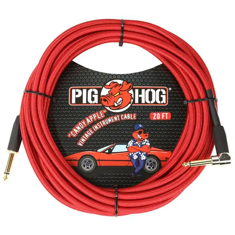 Deal Pig Hog PCH20CAR Candy Apple Red Instrument Cable, Straight - Right Angle, 20FT