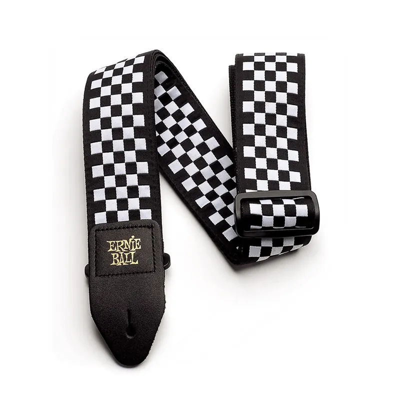 Best Seller Ernie Ball 4149 Black and White Checkered Jacquard Guitar Bass Strap