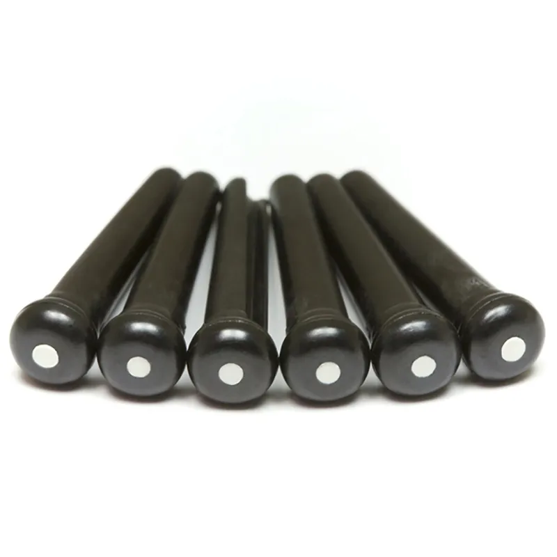 Modern Graph Tech PP-2122-00 Tusq Traditional Style Bridge Pins Black With White Inlay