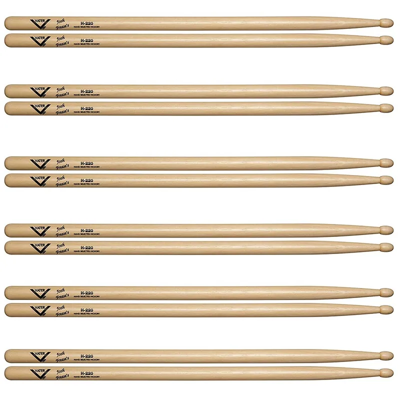 Hot Deal Vater Percussion VHJOSHW Josh Freese's H-220 Drum Sticks (Six Pairs)