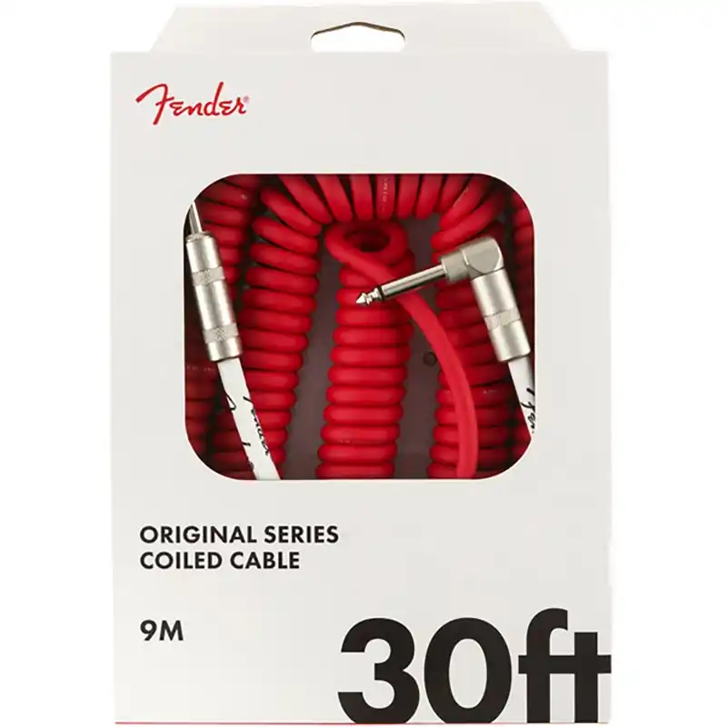 Trusted Brand Fender Original Series Coil Guitar Bass Cable, Straight-Angle, 30', Fiesta Red