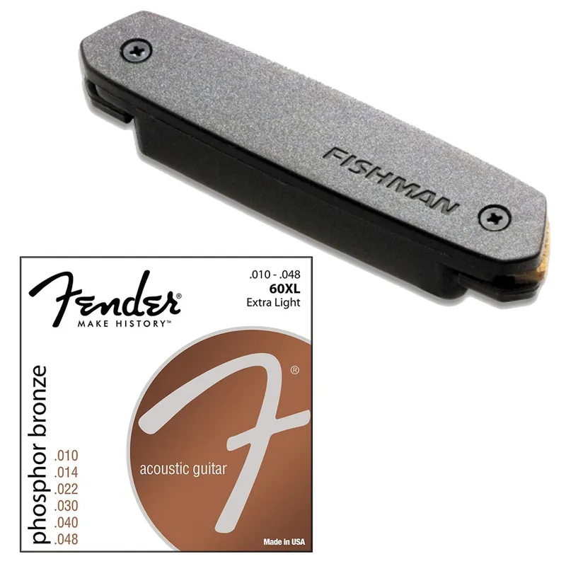 Fishman Neo-D Humbucker PRO-NEO-D02 Magnetic Soundhole Pickup with Fender 60XL E Same Day Shipping