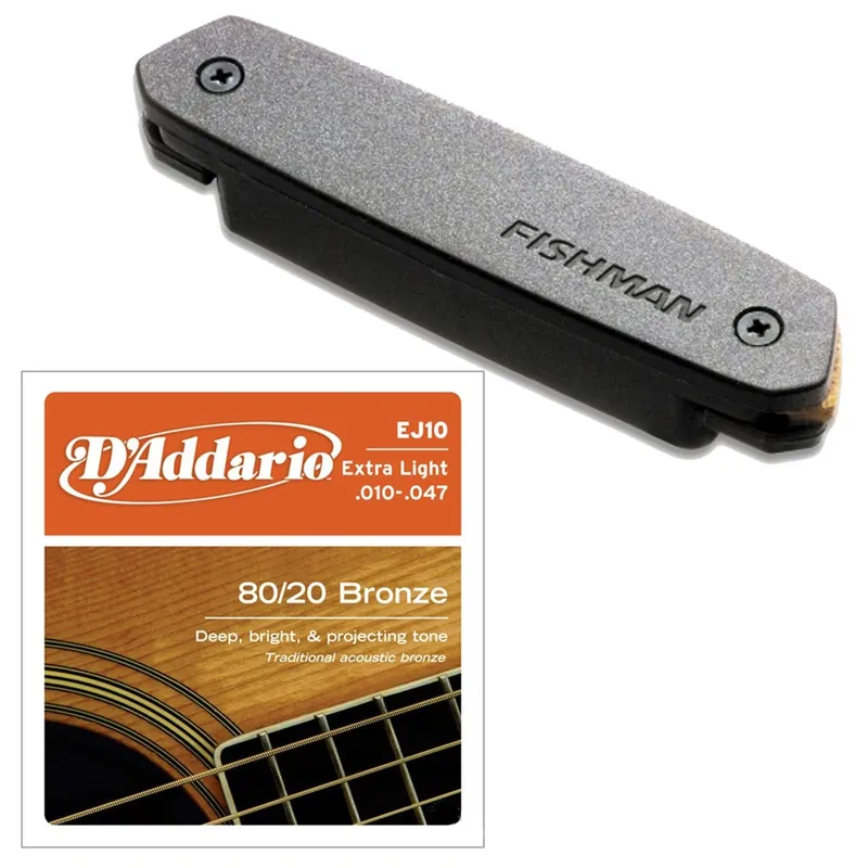 Limited Time Fishman Neo-D Humbucker PRO-NEO-D02 Magnetic Soundhole Pickup with D'Addario EJ10