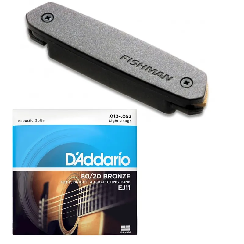 Fishman Neo-D Humbucker PRO-NEO-D02 Magnetic Soundhole Pickup with D'Addario EJ11 Deal