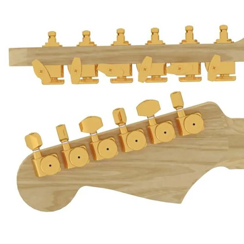 Hipshot 6KFEL0G-STAG Guitar Tuner Upgrade Kit Fender Directrofit, Grip-Lock Closed, Staggered, Gold No Minimum Order