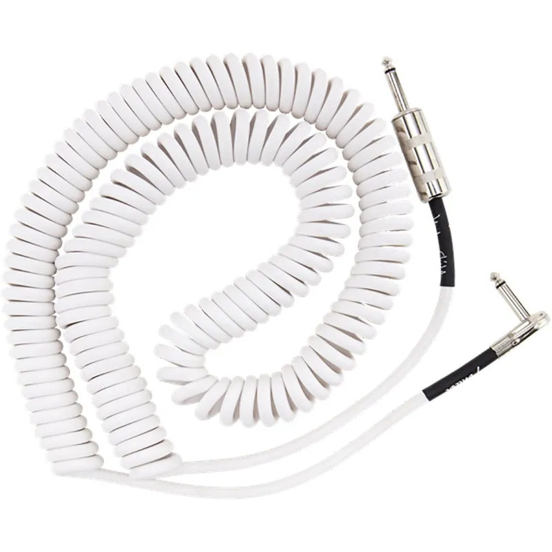 Fender Jimi Hendrix Voodoo Child Cable, 1/4TS Right-Angle to Straight, 9.1m / 30 ft, White Worldwide Shipping