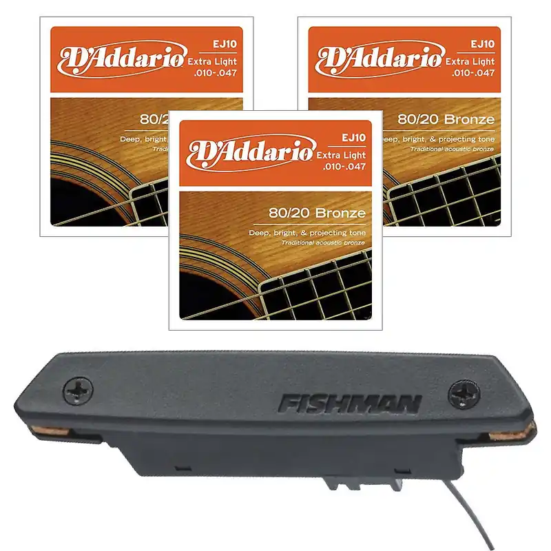 Fishman Rare Earth Single Coil Pickup &D'Addario EJ10 Extra Light Guitar Strings Special Offer