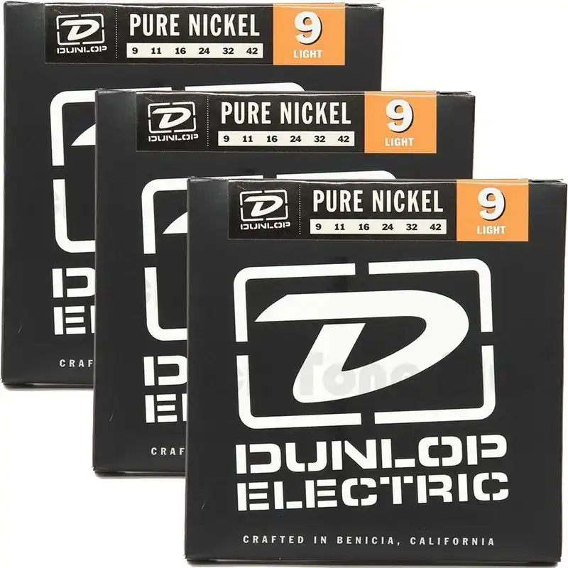 3 Sets of Dunlop DEN0942 Nickel Plated Steel Light Electric Guitar Strings 9-42 High Quality