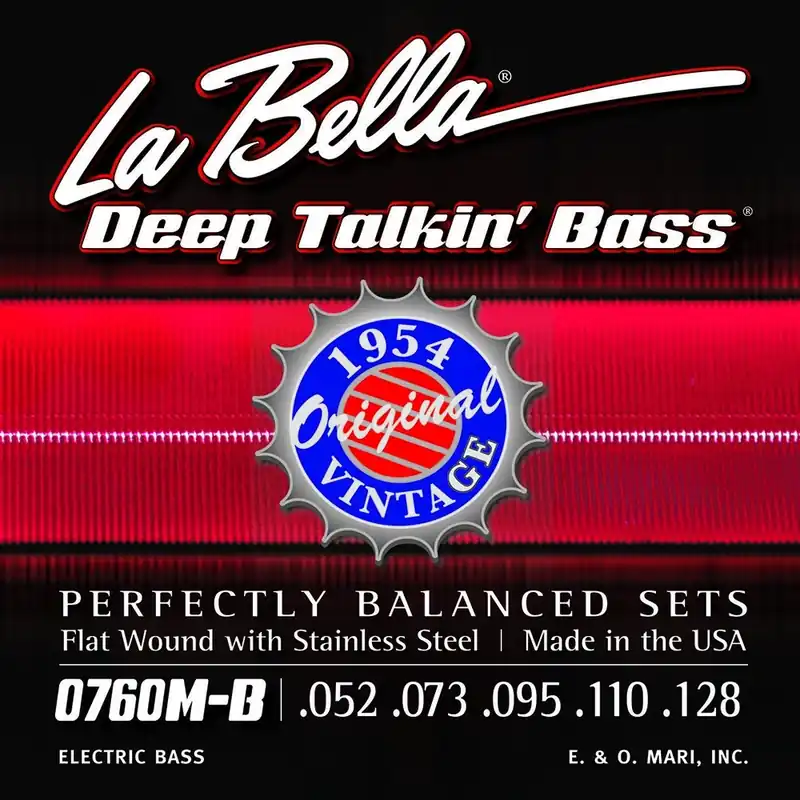 Fan Favorite La Bella 0760M-B Deep Talkin' Bass Strings, 5-String, Stainless Steel Flat Wound, 1954 (52-128)
