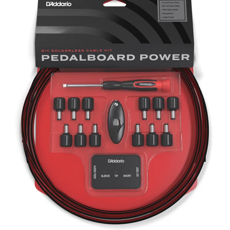 D'Addario PW-PWRKIT-20 DIY Solderless Pedalboard Power Cable Kit (12 Plugs, 20' of Cable) New Release