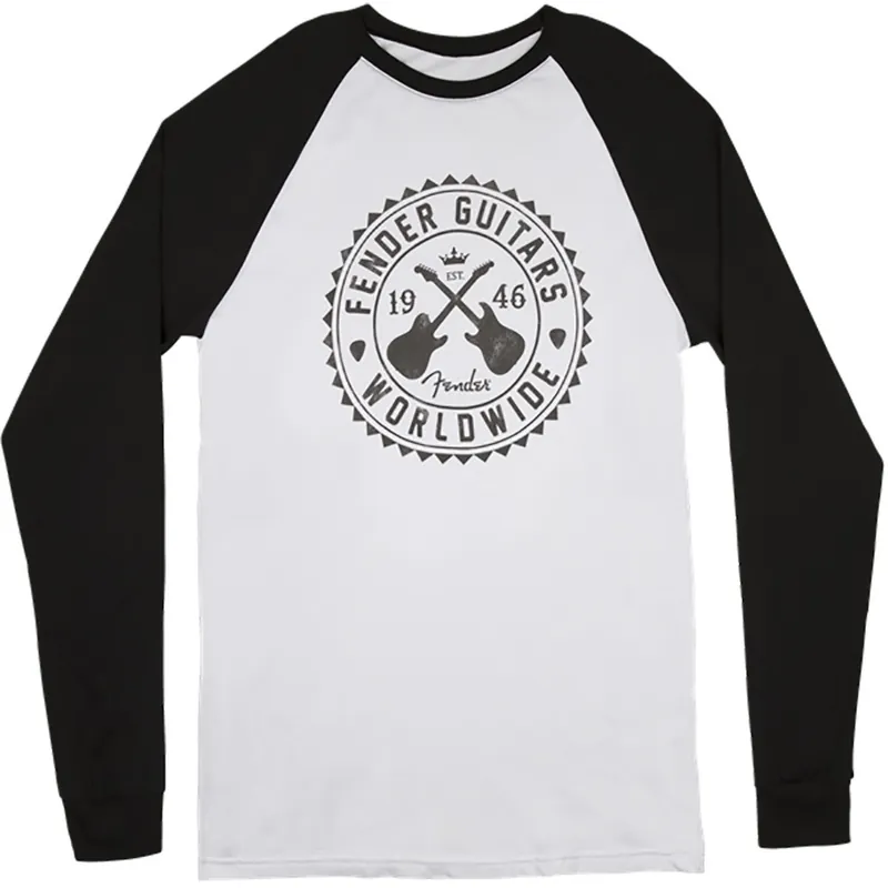 Fender Seal Men's Raglan T-Shirt, White/Black, Double Extra Large (XXL) Low Price