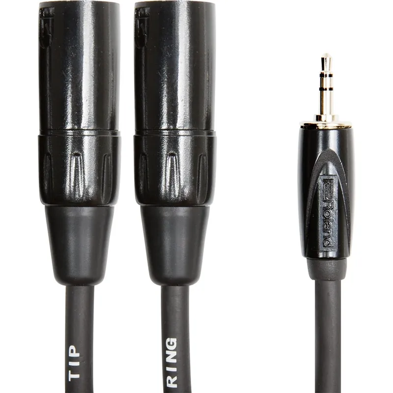 Roland RCC-3-352XM Black Series Interconnect Cable, 1/8TRS to Dual XLR Male - 3 ft Holiday Sale