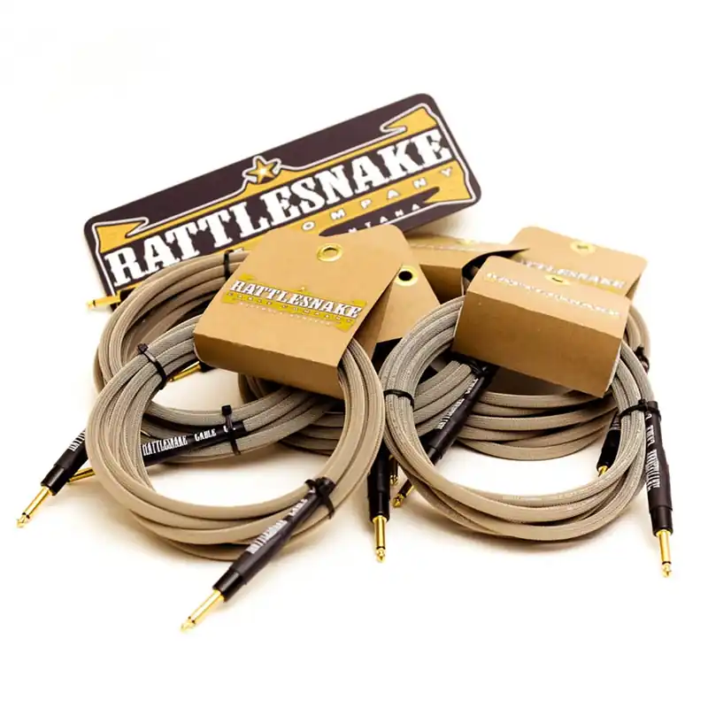 Price Drop Rattlesnake Instrument Cable, Straight-Straight, Neutrik Gold Plugs, Dirty Tweed - 15 ft