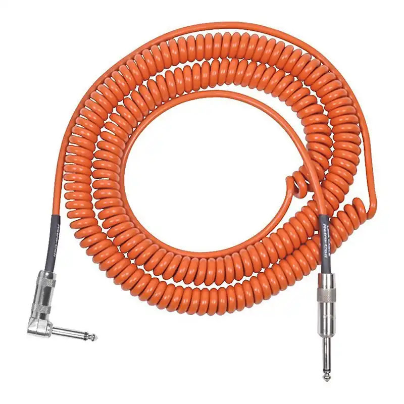 Special Discount Lava Cable LCRCRO Retro Coil 20' Right-Angle to Straight Instrument Cable - Orange