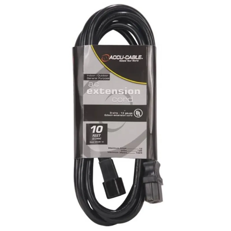 ADJ American DJ ECCOM-10 IEC Male to Female Jumper Cable - 10 ft Buy Direct
