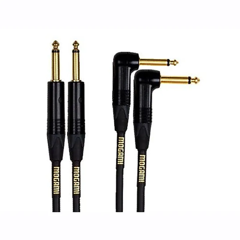 Mogami Gold Key S-06R Stereo Keyboard/Instrument Cable, Dual 1/4TS to Same, Straight to Right-Angle - 6 ft Exclusive Offer