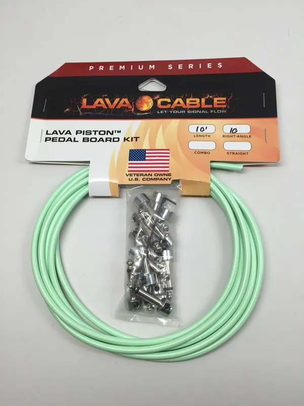 Lava Cable LCPTKTR-SG Piston Pedal Board Solder-Free Cable Kit, 10 Right-Angle Plugs, 10 ft - Surf Green New Arrival