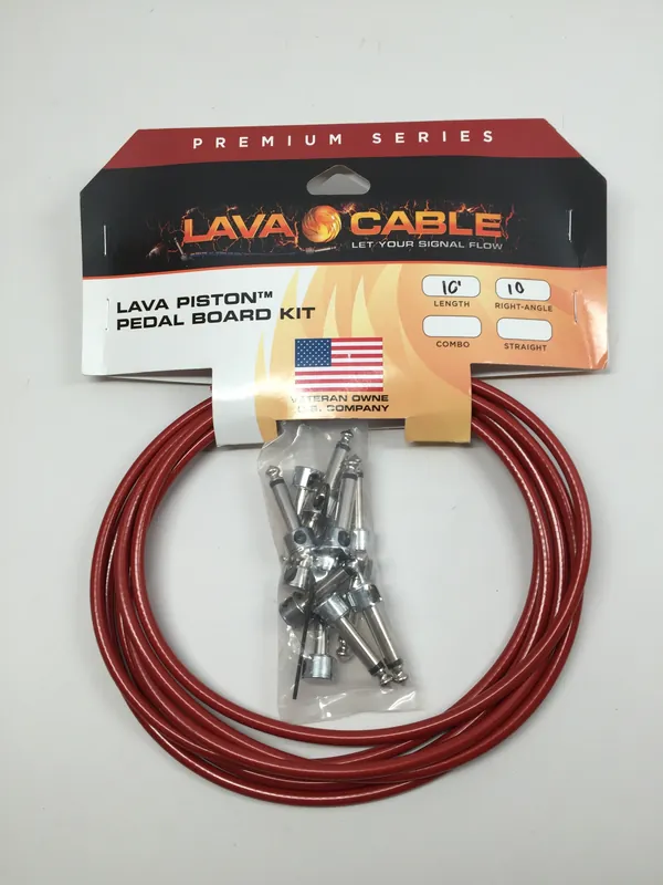 Lava Cable LCPTKTR-RD Piston Pedal Board Solder-Free Cable Kit, 10 Right-Angle Plugs, 10 ft - Red Buy Today
