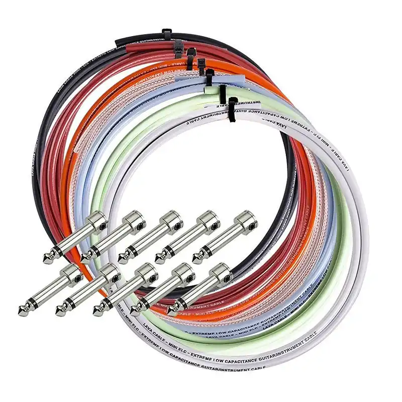 Lava Cable LCPTKTR-CB Piston Pedal Board Solder-Free Cable Kit, 10 Right-Angle Plugs, 10 ft - Carolina Blue Flash Sale