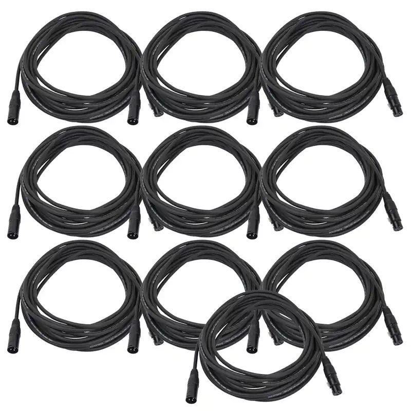 10-Pack of Monoprice 601606 6 Meter (20ft) 3-pin DMX Lighting & AES/EBU Cables Bulk Order