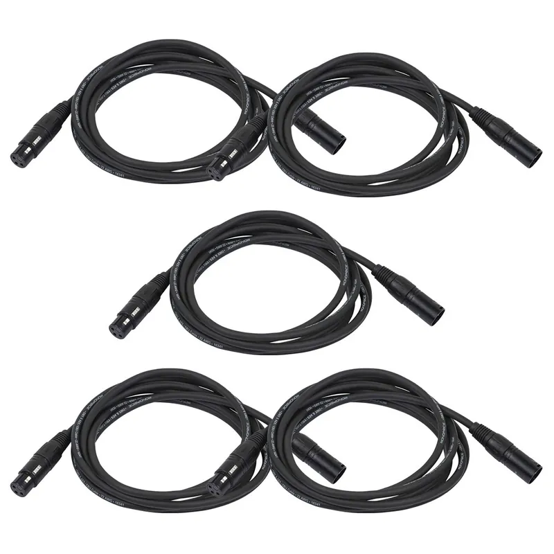 5-Pack of Monoprice 601603 3 Meter (10ft) 3-pin DMX Lighting & AES/EBU Cables Budget