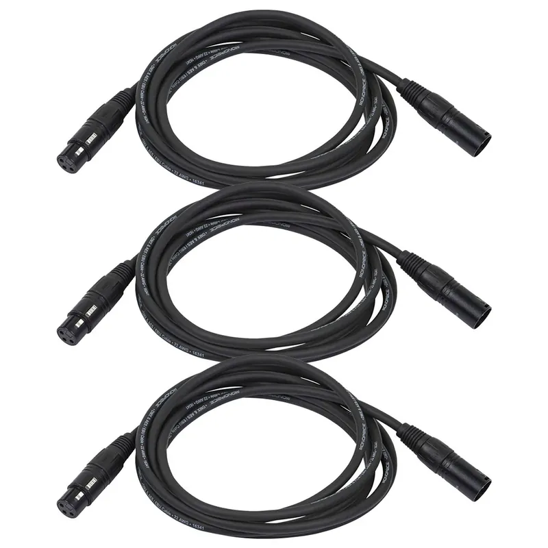 Editor’s Pick 3-Pack of Monoprice 601603 3 Meter (10ft) 3-pin DMX Lighting & AES/EBU Cables