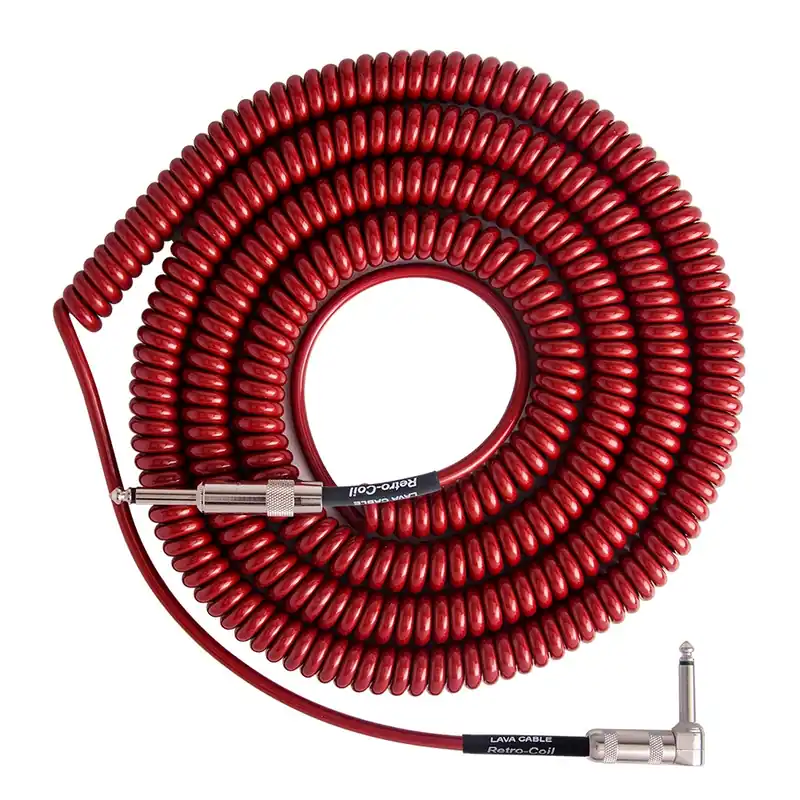 Lava Cable LCRCRMR Retro Coil 20' Right-Angle to Straight Instrument Cable - Metallic Red Editor’s Pick