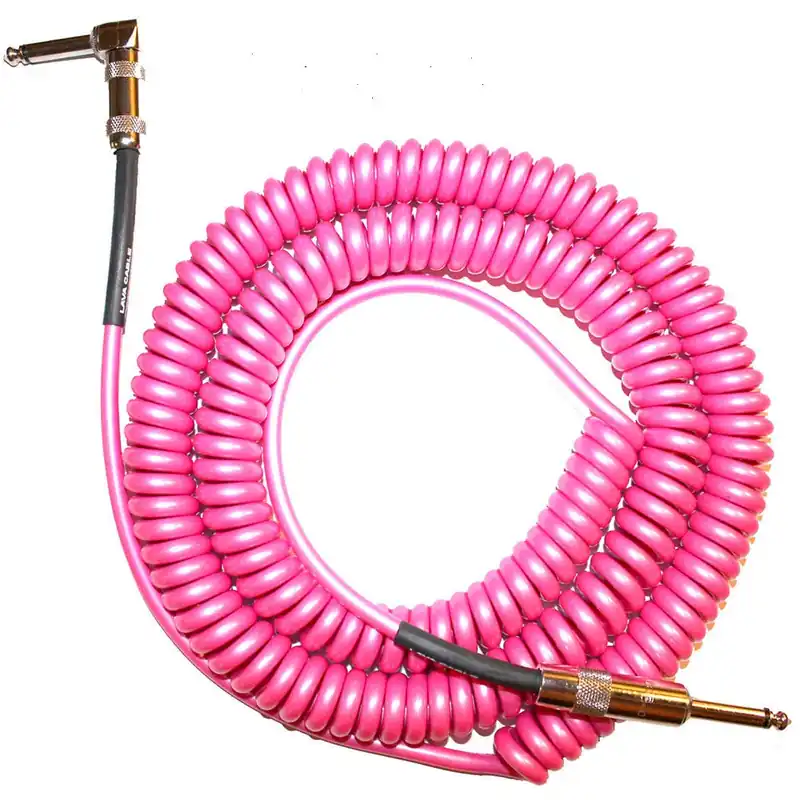 Lava Cable LCRCRHP Retro Coil 20' Right-Angle to Straight Instrument Cable - Hot Pink Markdown