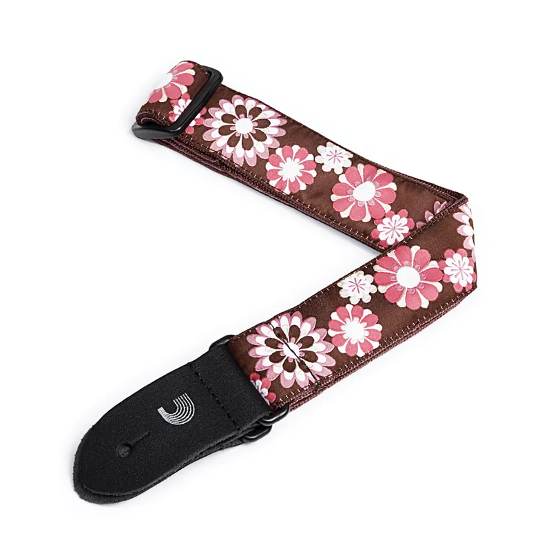 One Day Deal D'Addario 15UKE02 1.5Nylon Jacquard Ukulele Strap, Brown & Pink Flowers