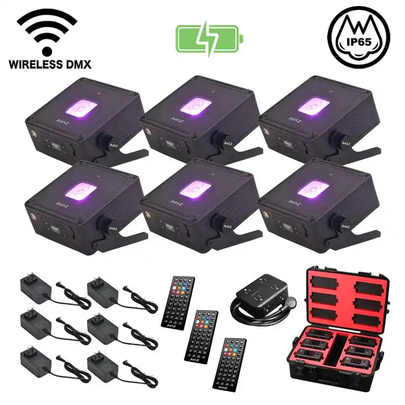 Grab Now JMAZ Lighting MAD PAR BULLS IP 6PK 20W RGBA LED Battery-Powered Outdoor Uplight Kit