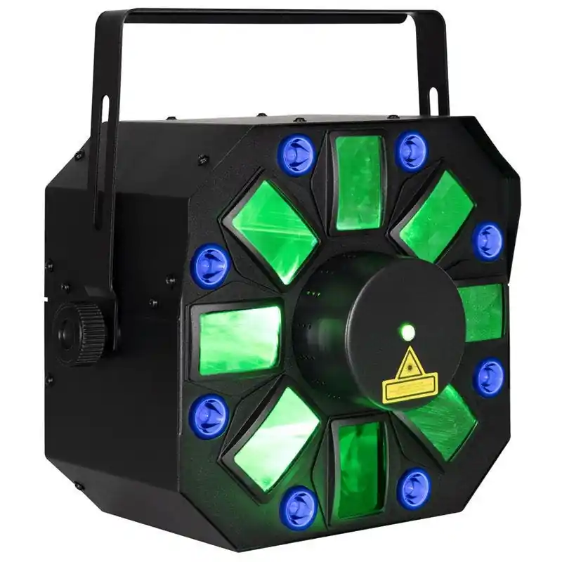 Eliminator Lighting Furious Three RG UV Dynamic 3-in-1 Party Lighting Fixture with RGBWA / UV LEDs & Laser Handmade