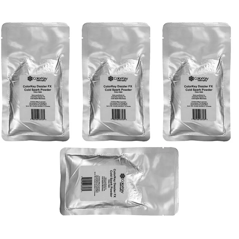 4-Pack of ColorKey Dazzler FX Powder for Non-Flammable Cold Spark Machine, 200g Bag Cheap