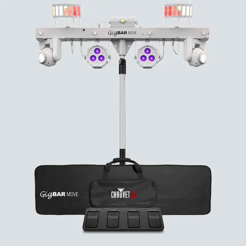 Chauvet GigBAR Move 5-in-1 LED Party Effect Light System w/ T-Bar Stand & Bag, White While Supplies Last