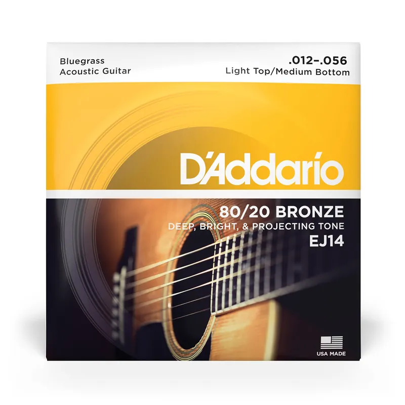 Sale 3 Sets of D'Addario EJ14 80/20 Bronze Light Top/Medium Bottom/Bluegrass Acoustic Guitar Strings (12-56)