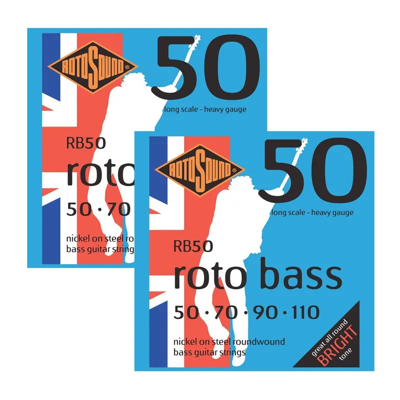 Shop Now 2-Pack of Rotosound RB50 Nickel (Unsilked) Bass Guitar Strings 50-110