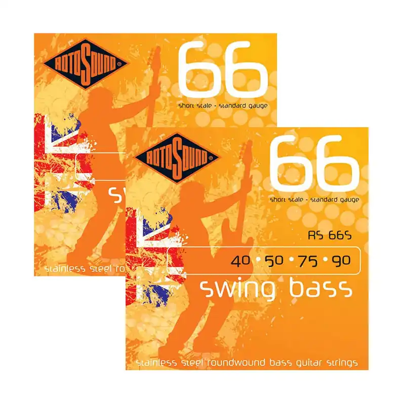 2-Pack of Rotosound RS66S Swing Bass 66 Stainless Steel Short-Scale Bass Guitar Strings 40-90 Exclusive