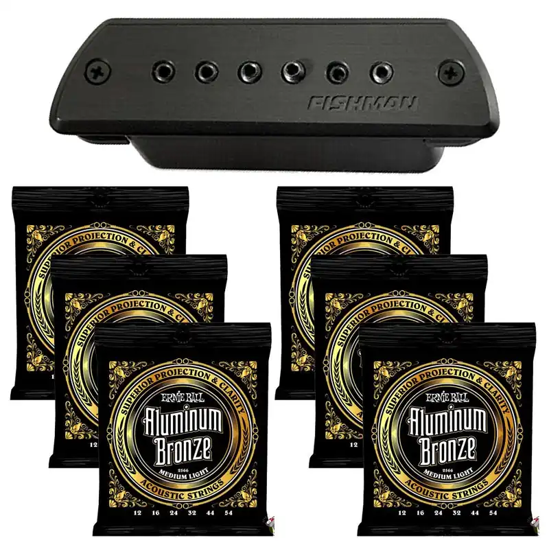 Fishman Blackstack Acoustic Soundhole Pickup with EB 2566 M/L Guitar Strings Bulk Order