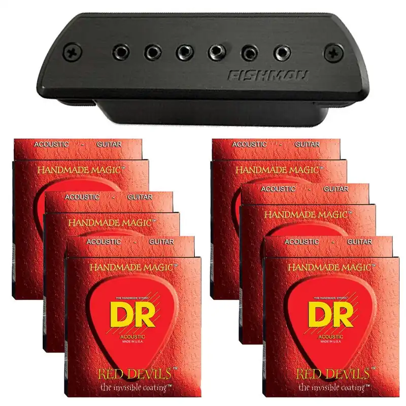 Special Discount Fishman Blackstack Acoustic Soundhole Pickup with DRS RDA-13 K3 RD M/H Strings